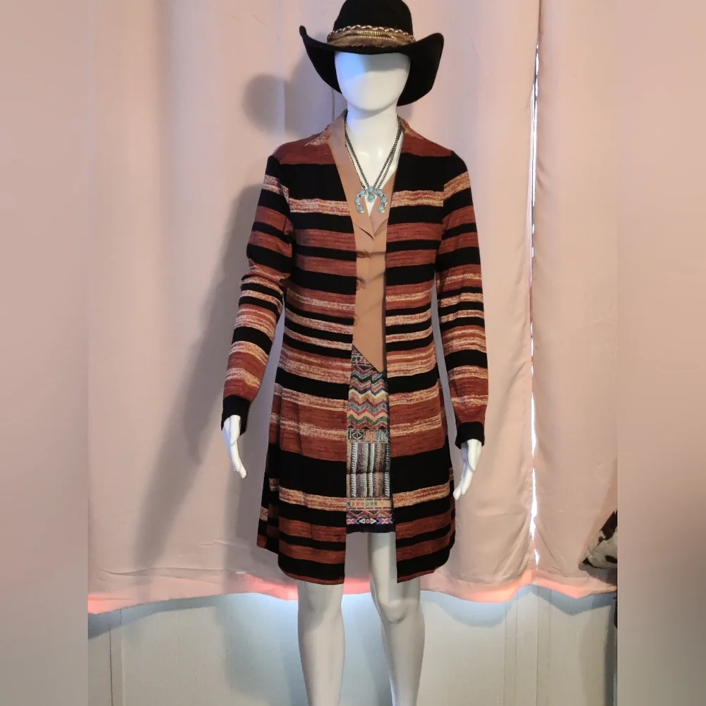 ####NWT-UPC Open Front Striped Print Cardigan - Picture 3 of 4